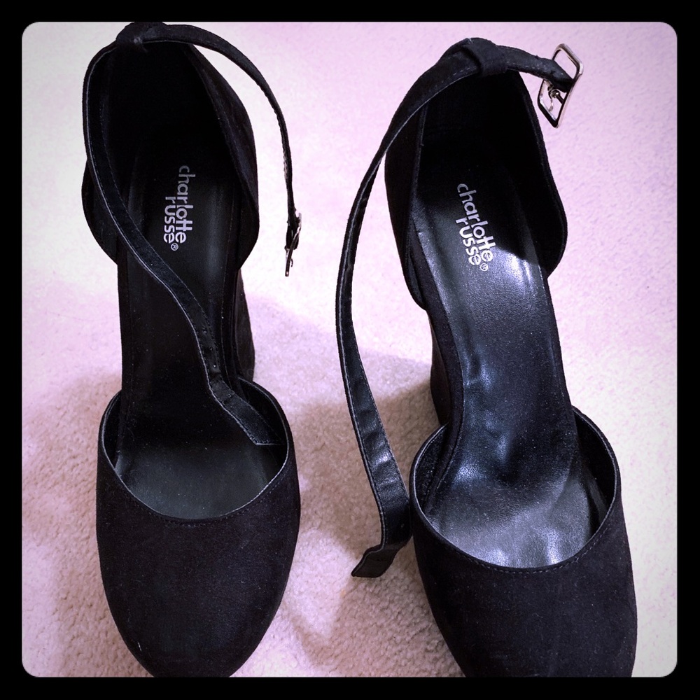Black suede wedge heels - Charlotte Russe